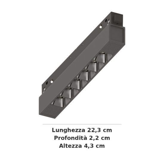 Ideal lux ego accent faretto lineare per binario led 7w 3000k 19,2cm 1-10v nero