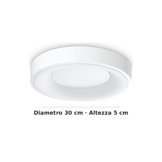 Ideal lux planet plafoniera tonda led 15w 3000k 30cm per cabina armadio moderna bianca