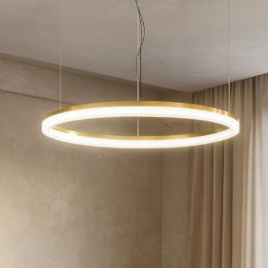 Ideal lux crown sp d80 lampadario moderno ottone led 43w 3000k