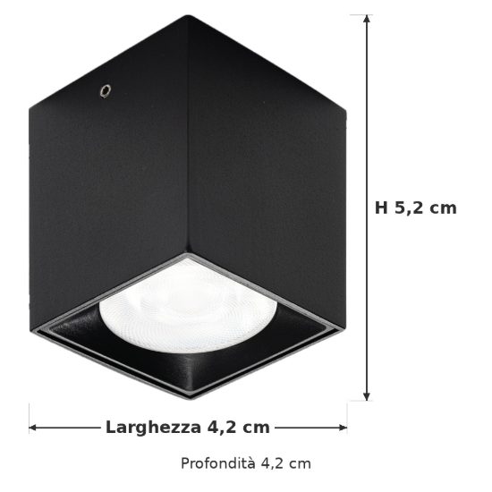 Ideal lux nitro faretto da soffitto squadrato led 5w 3000k dimmerabile per corridoio nero