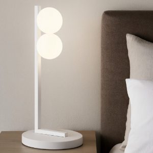 Ideal lux ping pong abat jour lampada da comodino bianca led 6w 300k