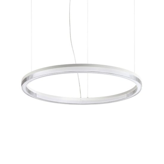 Ideal lux crown lampadario ad anello led 43w 3000k 80cm per soggiorno contemporaneo bianco