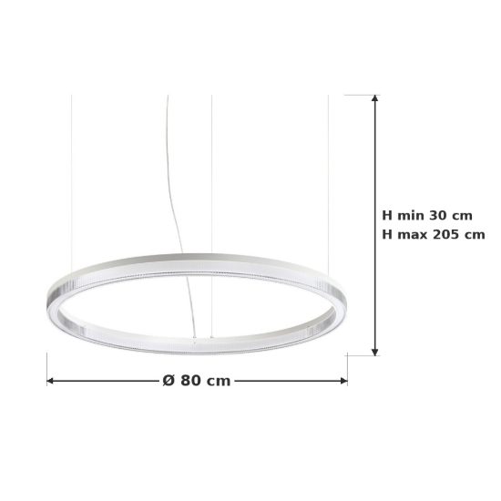 Ideal lux crown lampadario ad anello led 43w 3000k 80cm per soggiorno contemporaneo bianco