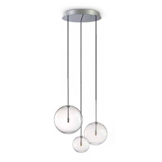Ideal lux equinoxe lampadario con 3 pendenti a sfera 42cm per camera da letto moderno cromato