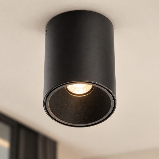Ideal lux nitro faretto da soffitto cilindrico led 10w 2700k per corridoio nero