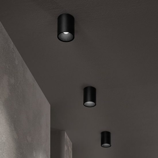 Ideal lux nitro faretto da soffitto cilindrico led 10w 2700k per corridoio nero