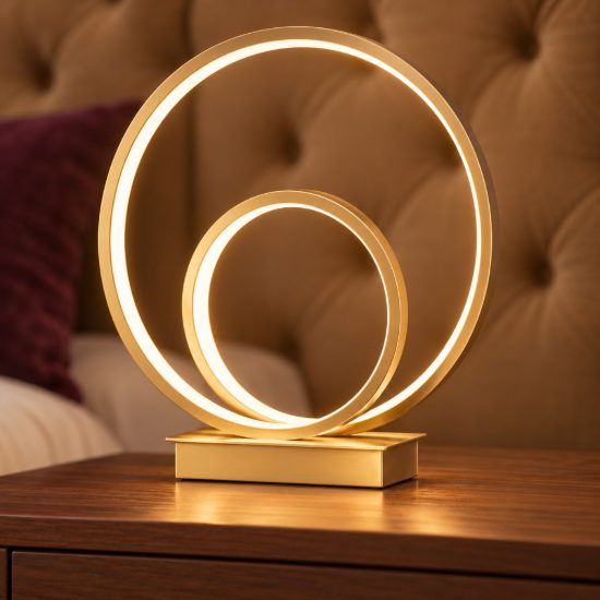 Ideal lux oz abat-jour ad anelli led 22w 4000k 31cm per comodino moderno ottone