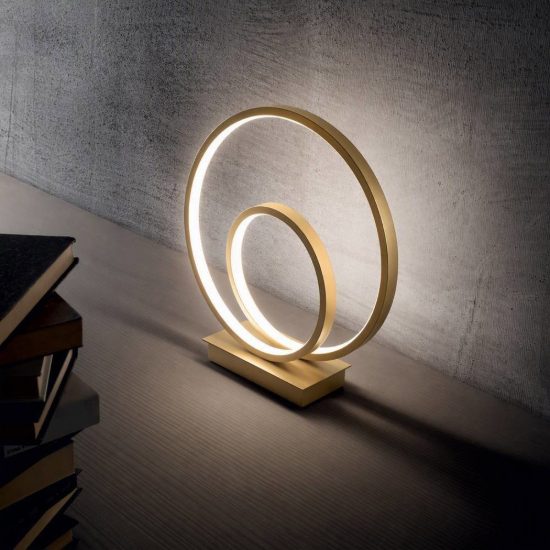 Ideal lux oz abat-jour ad anelli led 22w 4000k 31cm per comodino moderno ottone