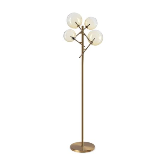 Ideal lux equinoxe piantana con 4 sfere g4 166cm per soggiorno moderna ambra