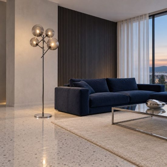 Ideal lux equinoxe lampada da terra con 4 sfere g4 166cm per soggiorno moderna fumè