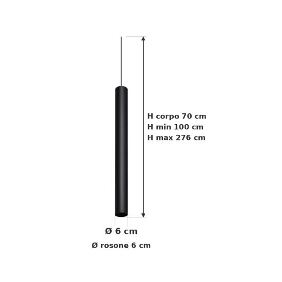Ideal lux look lampada a sospensione cilindrica gu10 70cm ø6 per cucina nera