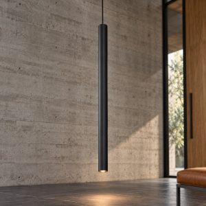 Ideal lux look lampada a sospensione cilindrica gu10 100cm per cucina nera