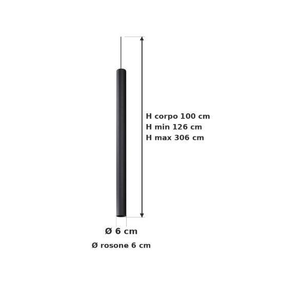Ideal lux look lampada a sospensione cilindrica gu10 100cm per cucina nera