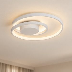 Ideal lux oz plafoniera ad anelli led 38w 3000k 40cm per camera da letto moderna bianca