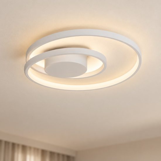 Ideal lux oz plafoniera ad anelli led 38w 3000k 40cm per camera da letto moderna bianca