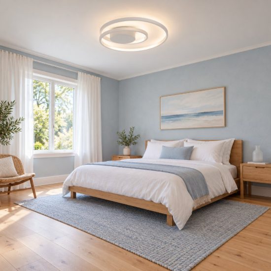 Ideal lux oz plafoniera ad anelli led 38w 3000k 40cm per camera da letto moderna bianca