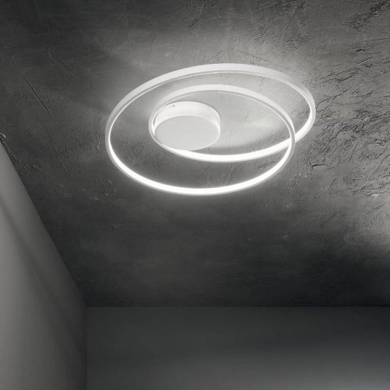 Ideal lux oz plafoniera ad anelli led 38w 3000k 40cm per camera da letto moderna bianca
