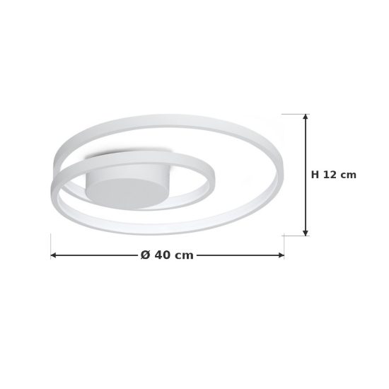 Ideal lux oz plafoniera ad anelli led 38w 3000k 40cm per camera da letto moderna bianca