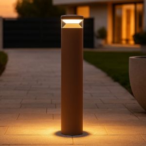 Lampione per esterno boeing pt h070 ideal lux marrone led 14w 3000k