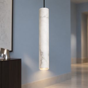 Ideal lux look lampada a sospensione cilindrica gu10 40cm per cucina alabastro