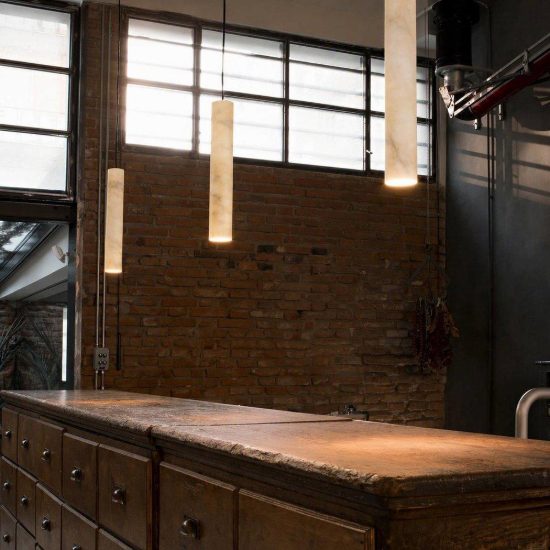 Ideal lux look lampada a sospensione cilindrica gu10 40cm per cucina alabastro