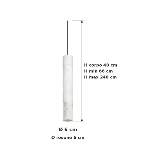 Ideal lux look lampada a sospensione cilindrica gu10 40cm per cucina alabastro