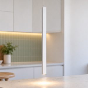 Ideal lux look lampada a sospensione a sezione quadrata led 3,5w 3000k 40cm per cucina bianca