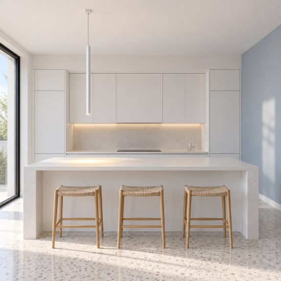 Ideal lux look lampada a sospensione a sezione quadrata led 3,5w 3000k 40cm per cucina bianca