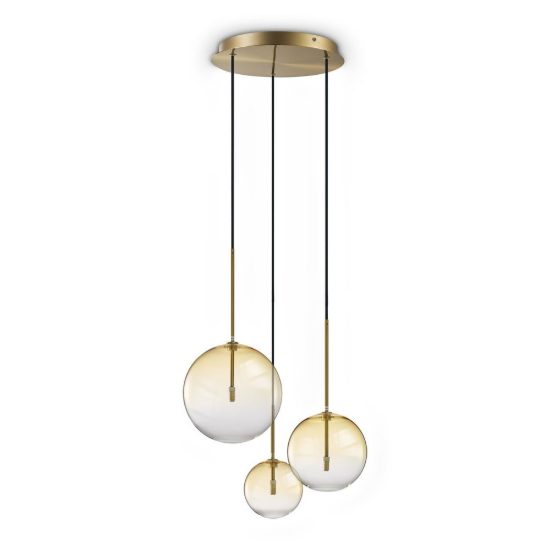 Ideal lux equinoxe lampadario con 3 pendenti a sfera 42cm per camera da letto moderno ambra