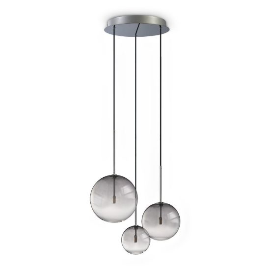 Ideal lux equinoxe lampadario con 3 pendenti a sfera 42cm per camera da letto moderno fumè