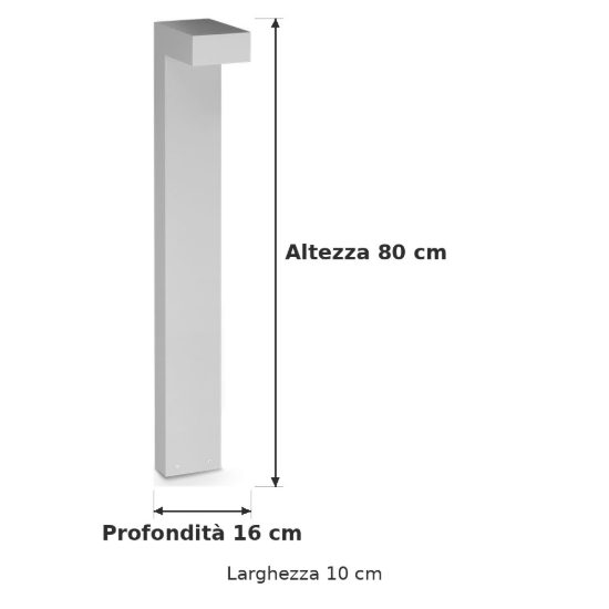 Ideal lux sirio lampione da giardino led 13w 3000k h80cm moderno grigio ip65