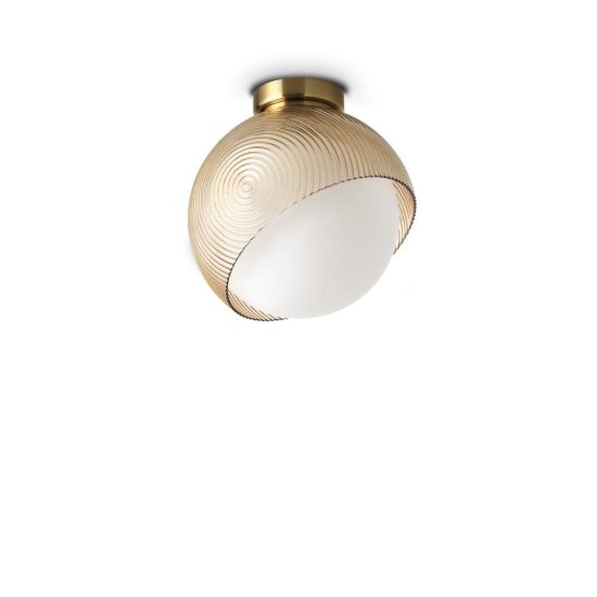 Ideal lux bloom plafoniera a sfera e27 22cm per ingresso contemporanea ottone
