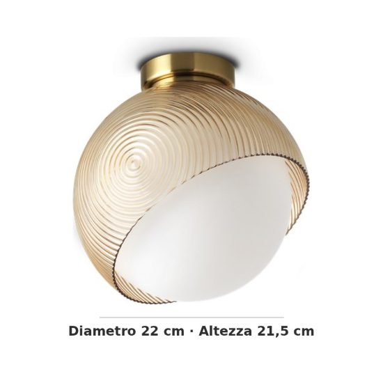 Ideal lux bloom plafoniera a sfera e27 22cm per ingresso contemporanea ottone