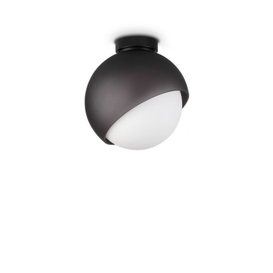 Ideal lux bloom plafoniera a sfera e27 22cm per ingresso moderna nera