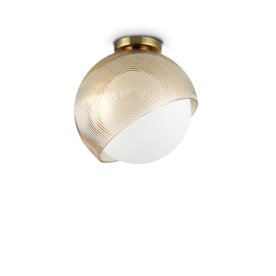 Ideal lux bloom plafoniera a sfera e27 30cm per ingresso contemporanea ottone