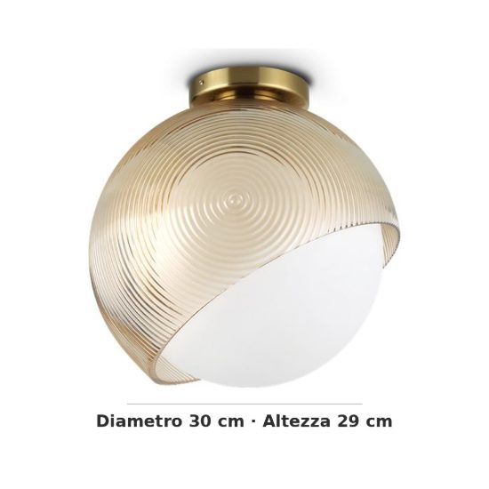 Ideal lux bloom plafoniera a sfera e27 30cm per ingresso contemporanea ottone