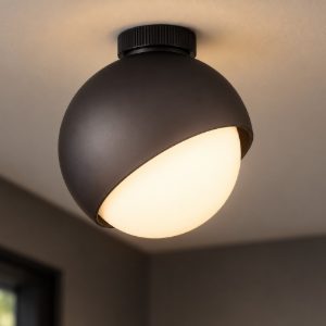 Ideal lux bloom plafoniera a sfera e27 30cm per ingresso moderna nera