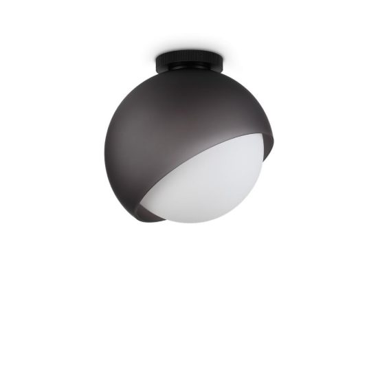 Ideal lux bloom plafoniera a sfera e27 30cm per ingresso moderna nera