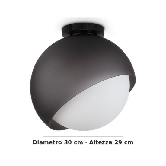 Ideal lux bloom plafoniera a sfera e27 30cm per ingresso moderna nera