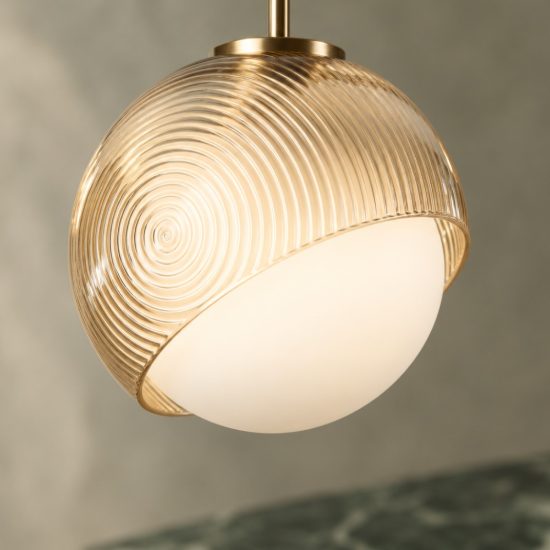 Ideal lux bloom lampada a sospensione a sfera 11,5cm per cucina contemporanea ottone