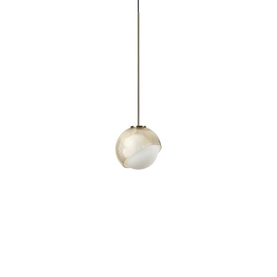 Ideal lux bloom lampada a sospensione a sfera 11,5cm per cucina contemporanea ottone