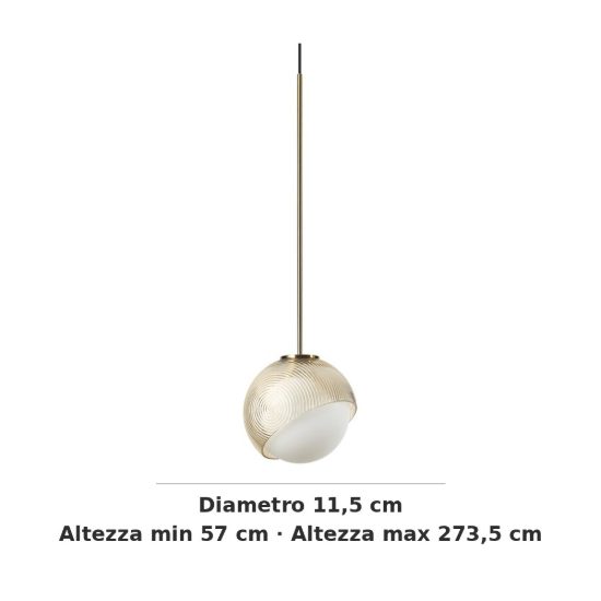 Ideal lux bloom lampada a sospensione a sfera 11,5cm per cucina contemporanea ottone