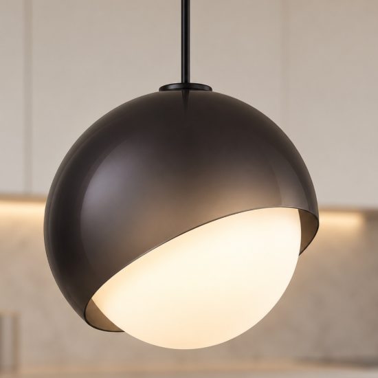 Ideal lux bloom lampada a sospensione a sfera 11,5cm per cucina moderna nera