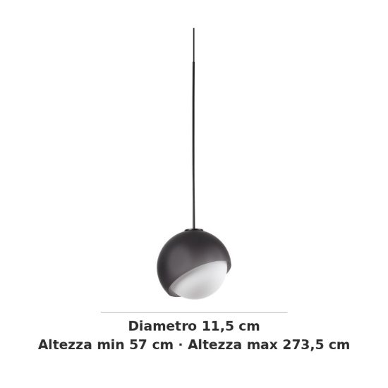 Ideal lux bloom lampada a sospensione a sfera 11,5cm per cucina moderna nera
