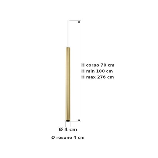 Ideal lux look lampada a sospensione cilindrica gu10 70cm ø4 per cucina ottone