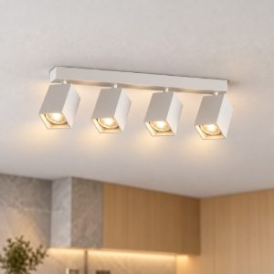 Ideal lux dynamite plafoniera lineare con 4 faretti a sezione quadrata gu10 38,5cm bianca