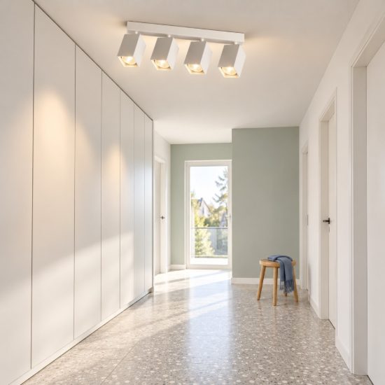 Ideal lux dynamite plafoniera lineare con 4 faretti a sezione quadrata gu10 38,5cm bianca