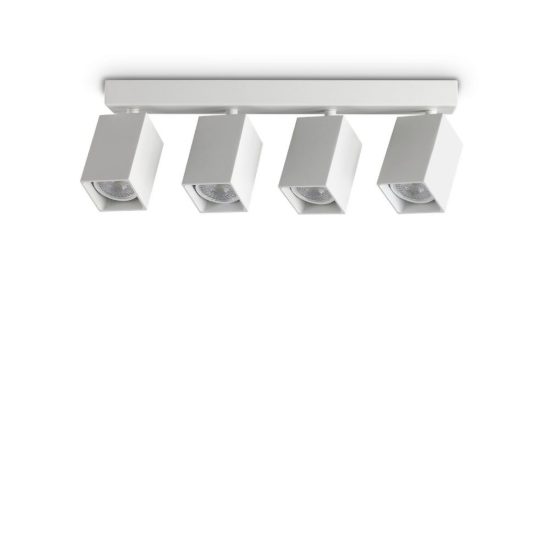 Ideal lux dynamite plafoniera lineare con 4 faretti a sezione quadrata gu10 38,5cm bianca