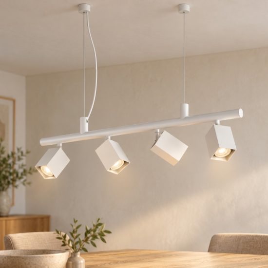 Ideal lux dynamite lampadario lineare con 4 faretti a sezione quadrata 76cm bianco