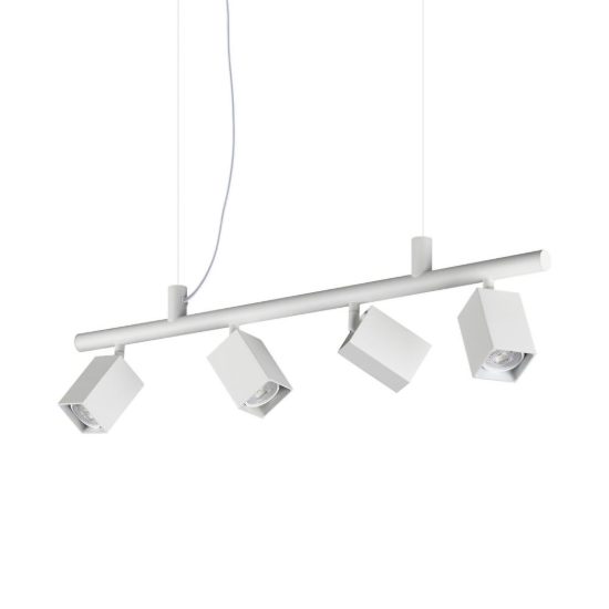 Ideal lux dynamite lampadario lineare con 4 faretti a sezione quadrata 76cm bianco